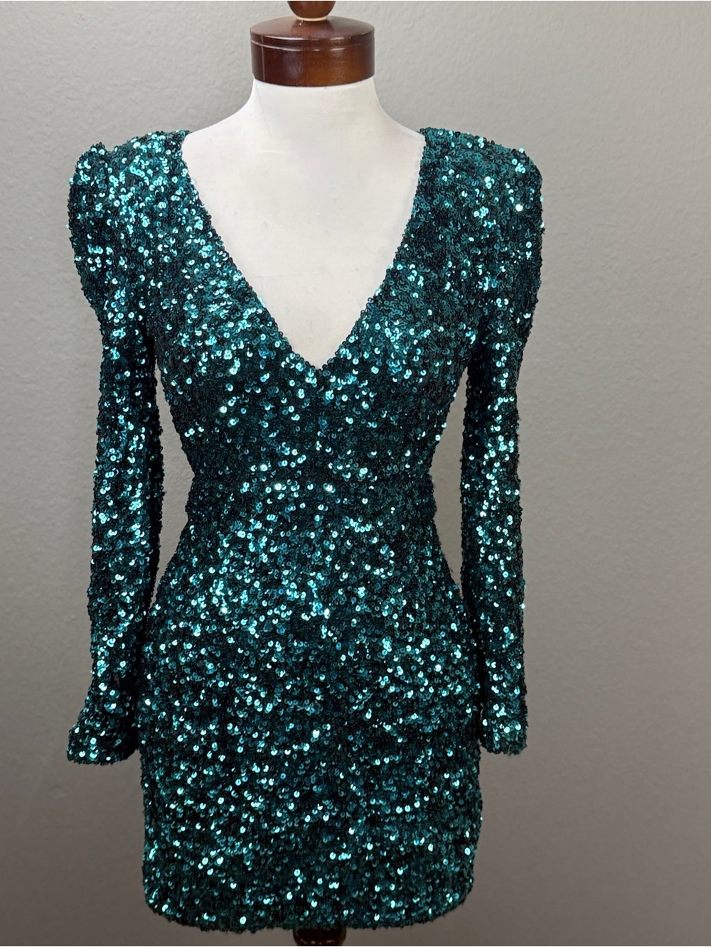 Lulus Brand New You Teal Blue Sequin Bodycon Mini Dress Sz XS Party Evening - Picture 11 of 14